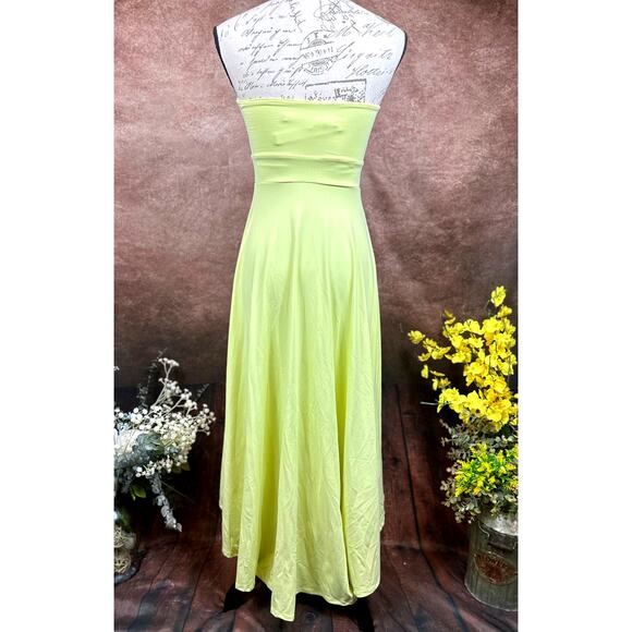 Susana Monaco Strapless High-Low Wired Midi Dress Pale Lime S - Picture 10 of 13